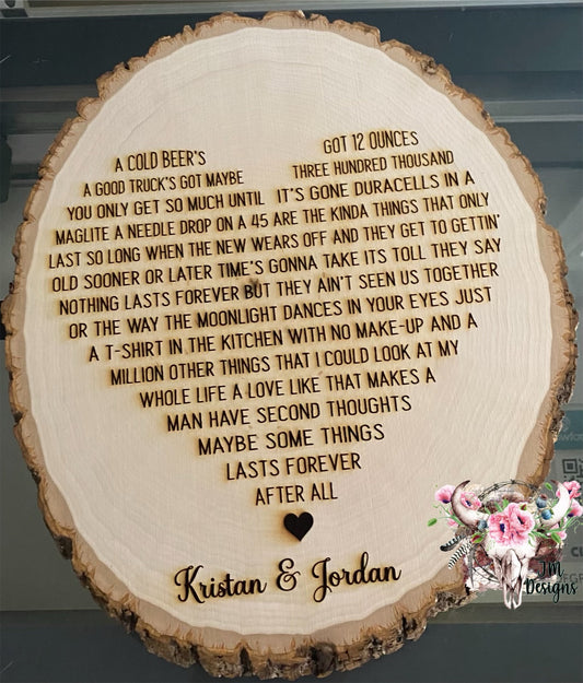 Customized Forever After All Song Heart Engraved Wood