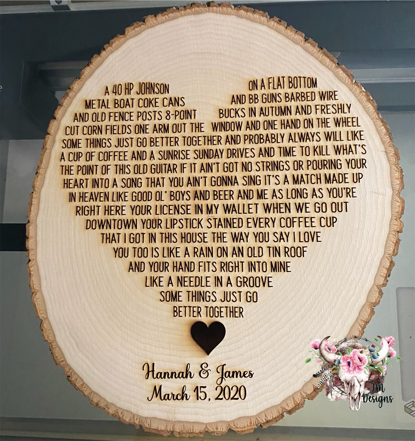 Customized Better Together Song Heart Engraved Wood
