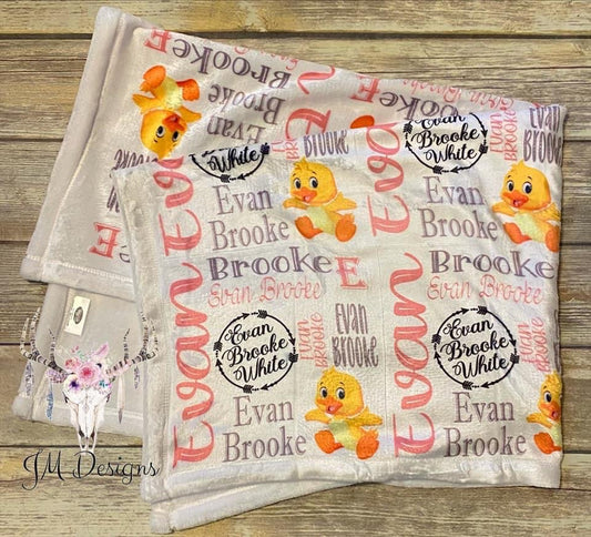 Custom Girl Duck themed Baby Blanket
