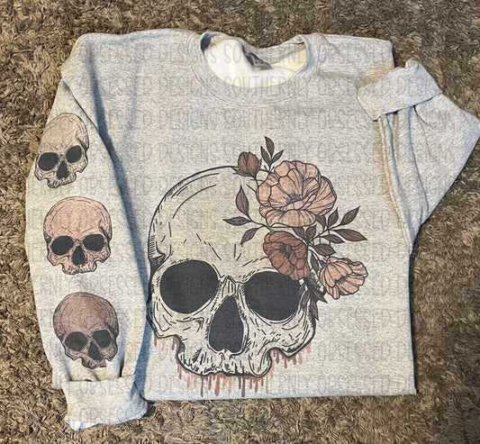 Melting Flowery Skull Sweatshirt