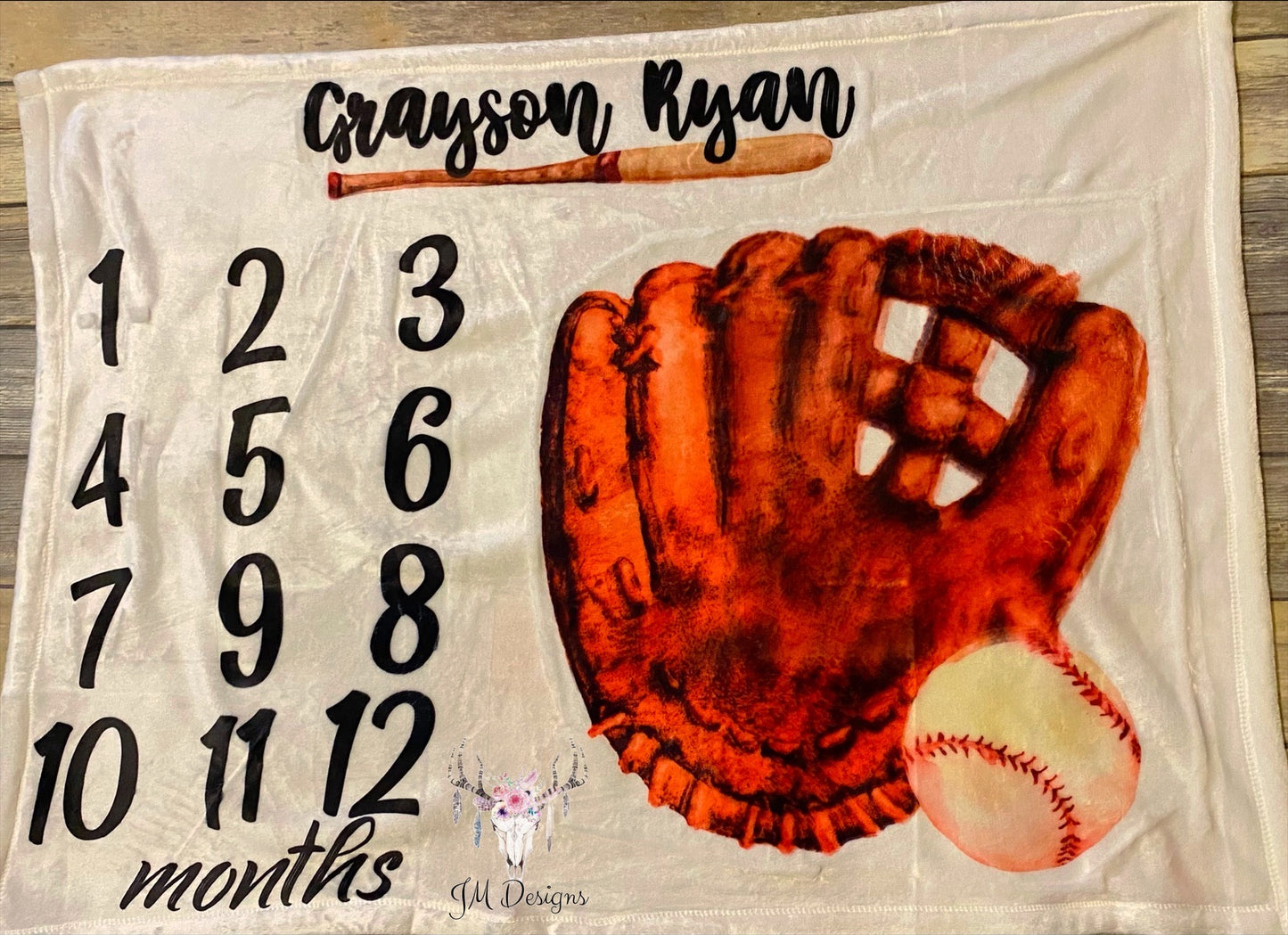 Baseball Milestone Baby Blanket
