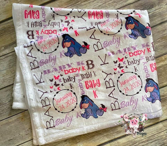 Custom Eeyore themed Baby Blanket