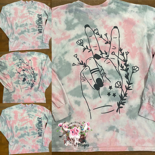 Maybe She’s a Wildflower Long Sleeve Shirt (Pink)