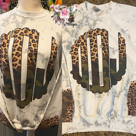 Leopard/ Camo Initials Youth Sweatshirt